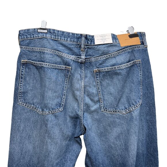 H&M & Denim Jeans Baggie Wide Leg 18 Blue Low Rise Ankle Button Fly NWT - Picture 6 of 11